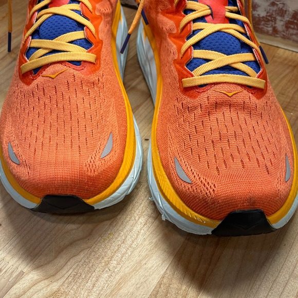 Hoka Clifton 8 Mens 12.5 Fiesta Blazing Orange Blue Running Shoes 1119393 FBLN main image 9